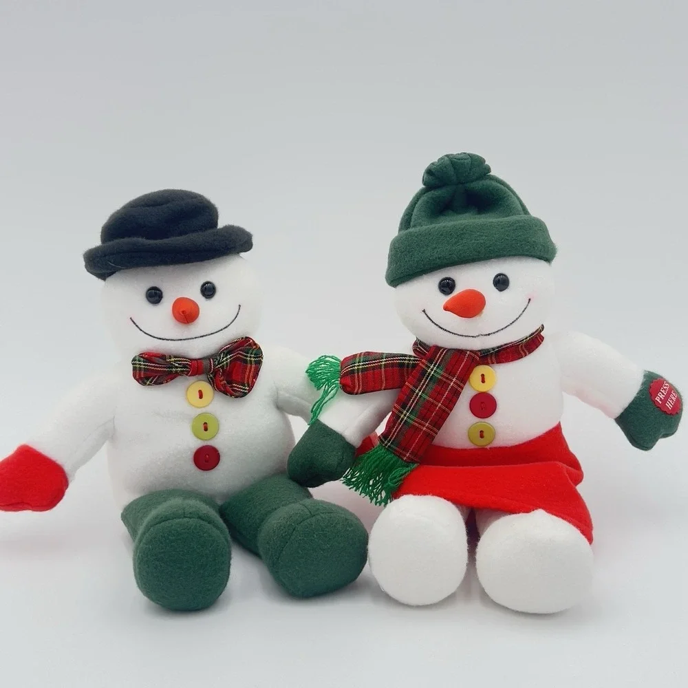Snowman Couple Plush‎ Snowmen Sleigh Ride Snowman RARE Vintage